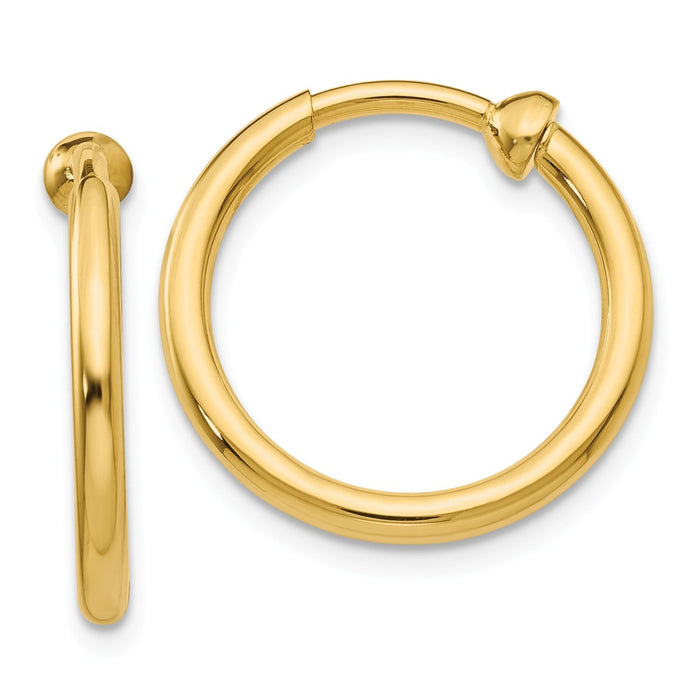 Million Charms 14k Yellow Gold Non-Pierced Hoop Earrings, 15mm x 2mm