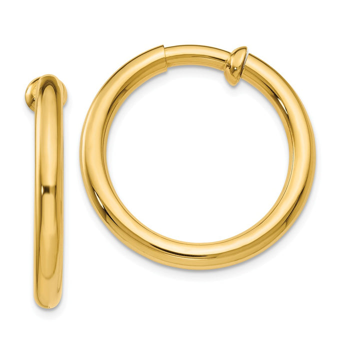 Million Charms 14k Yellow Gold Non-Pierced Hoop Earrings, 21mm x 3mm