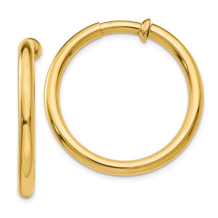 Million Charms 14k Yellow Gold Non-Pierced Hoop Earrings, 25mm x 3mm