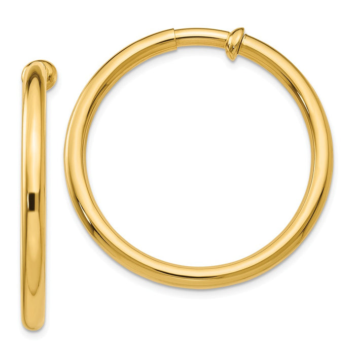 Million Charms 14k Yellow Gold Non-Pierced Hoop Earrings, 30mm x 3mm