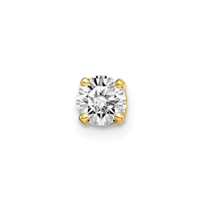 Million Charms 14k Yellow Gold Single Stud Diamond Earring, 6mm x 5mm
