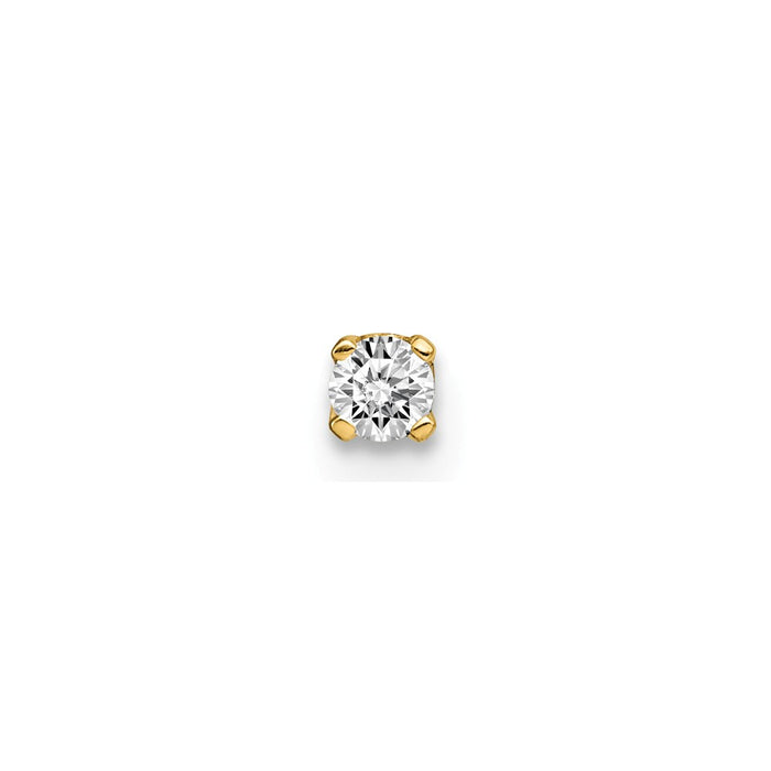 Million Charms 14k Yellow Gold Single Stud Diamond Earring, 2mm x 3mm