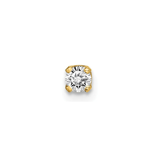 Million Charms 14k Yellow Gold Single Stud Diamond Earring, 4mm x 3mm