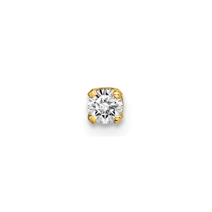 Million Charms 14k Yellow Gold Single Stud Diamond Earring, 4mm x 3mm