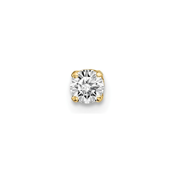 Million Charms 14k Yellow Gold Single Stud Diamond Earring, 5mm x 4mm