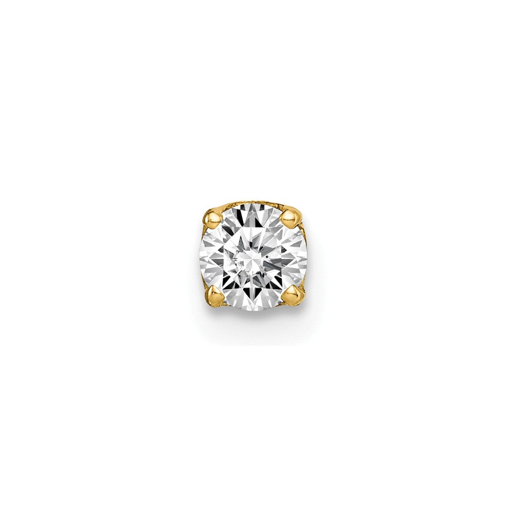 Million Charms 14k Yellow Gold Single Stud Diamond Earring, 5mm x 4mm