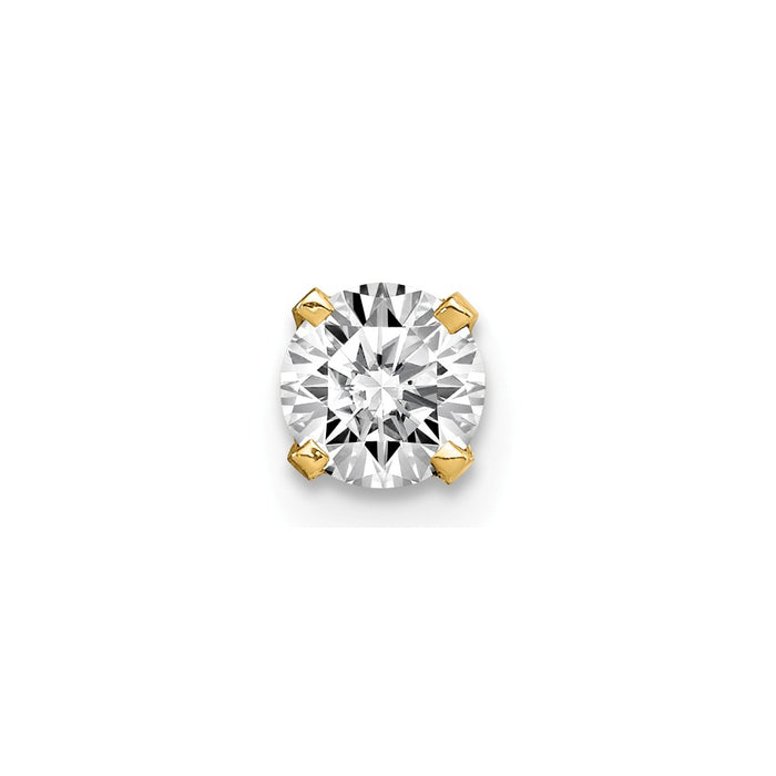 Million Charms 14k Yellow Gold Single Stud Diamond Earring, 6mm x 5mm