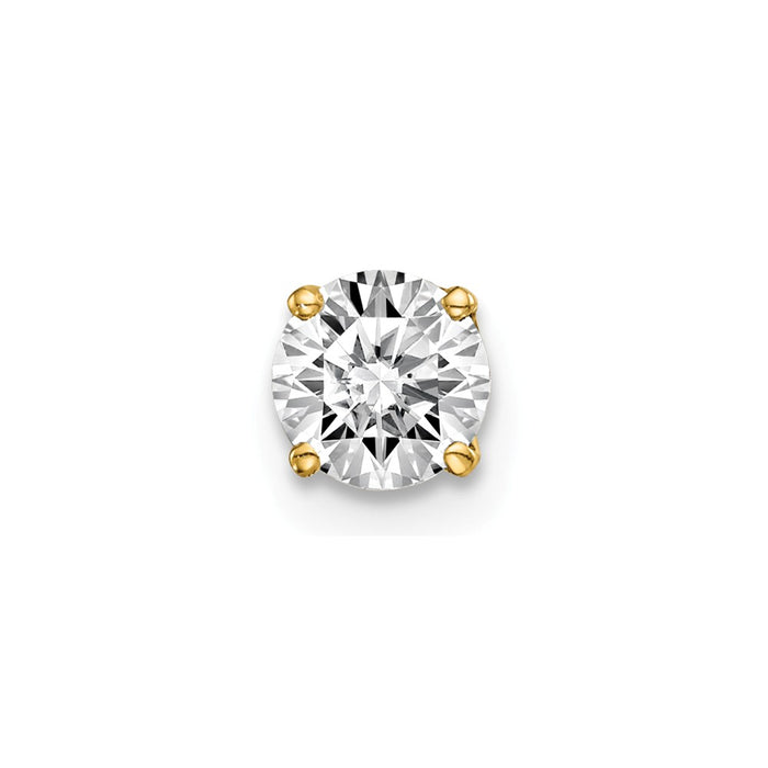 Million Charms 14k Yellow Gold Single Stud Diamond Earring, 6mm x 6mm