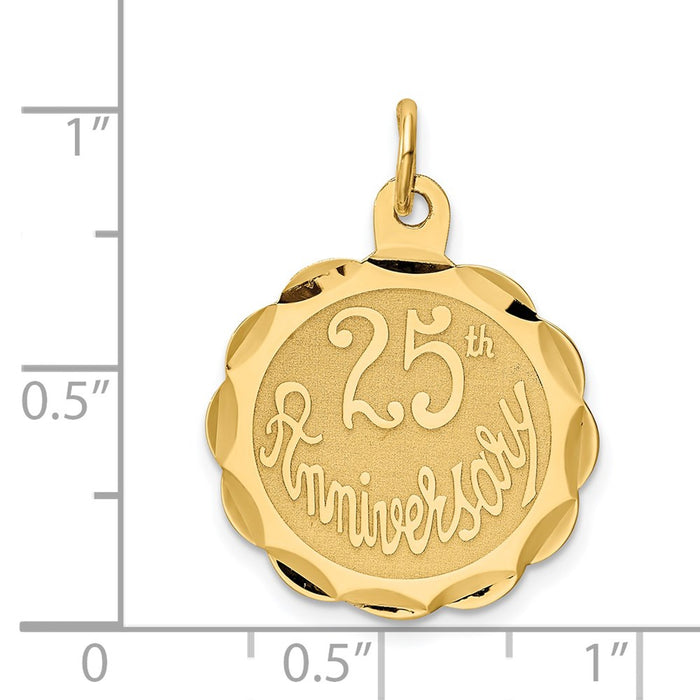 Million Charms 14K Yellow Gold Themed 25Th Anniversary Milestone Disc Charm