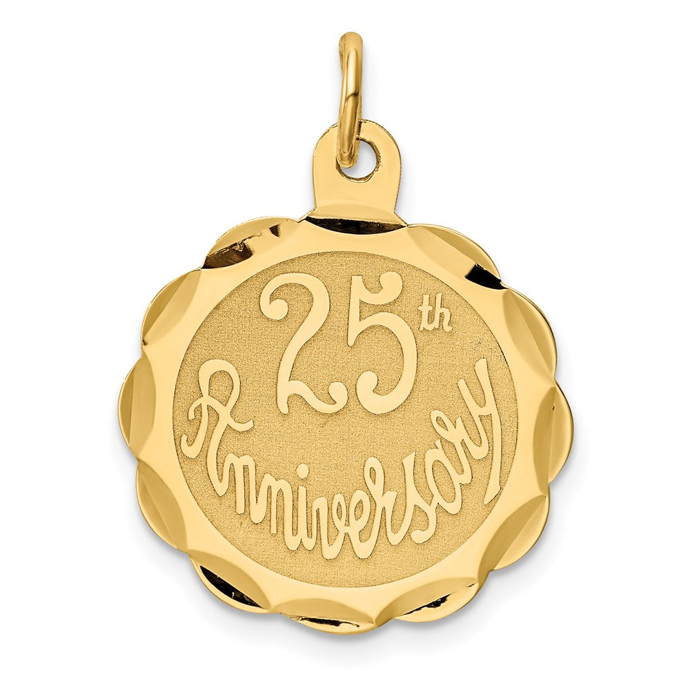 Million Charms 14K Yellow Gold Themed 25Th Anniversary Milestone Disc Charm