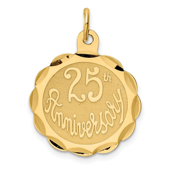Million Charms 14K Yellow Gold Themed 25Th Anniversary Milestone Disc Charm