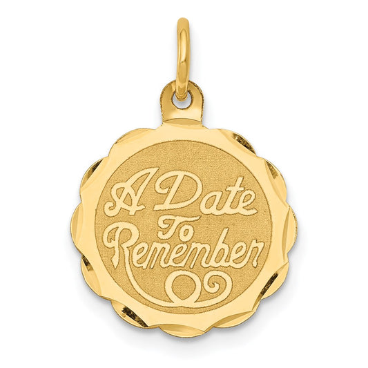 Dije Million Charms de oro amarillo de 14 quilates con motivo "Una fecha para recordar"