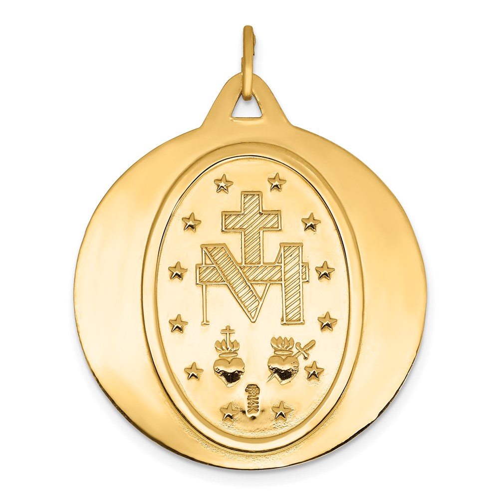 Million Charms 14K Yellow Gold Themed Religious Miraculous Medal Pendant