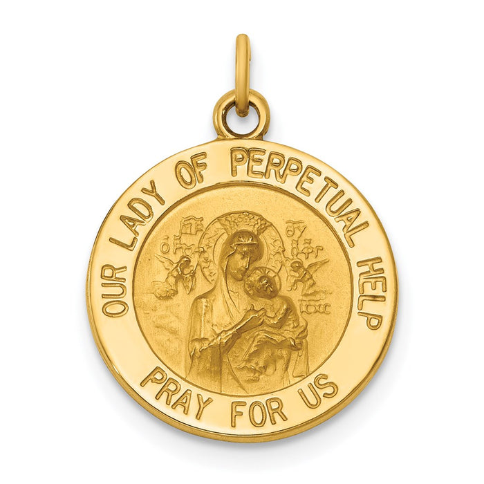 Million Charms 14K Yellow Gold Themed Relgious Our Lady Of Perpetual Help Medal Charm