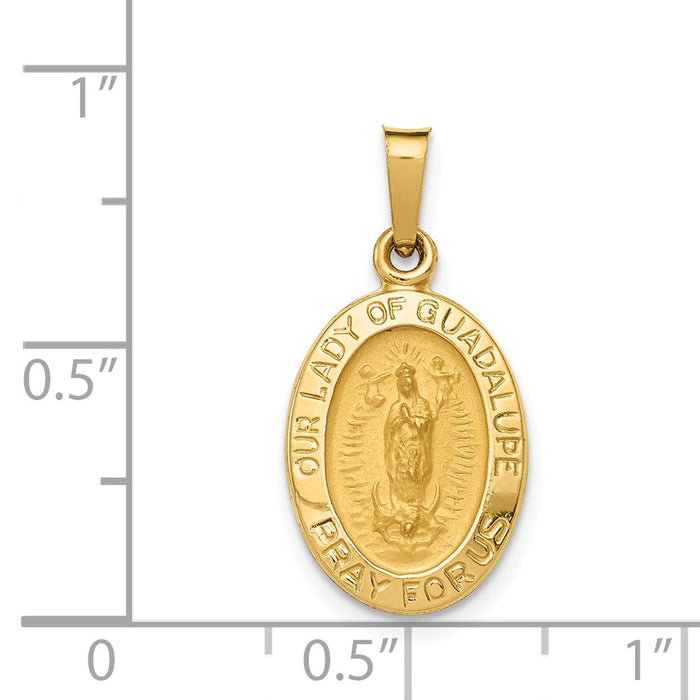 Million Charms 14K Yellow Gold Themed Hollow Relgious Our Lady Of Guadalupe Medal Charm
