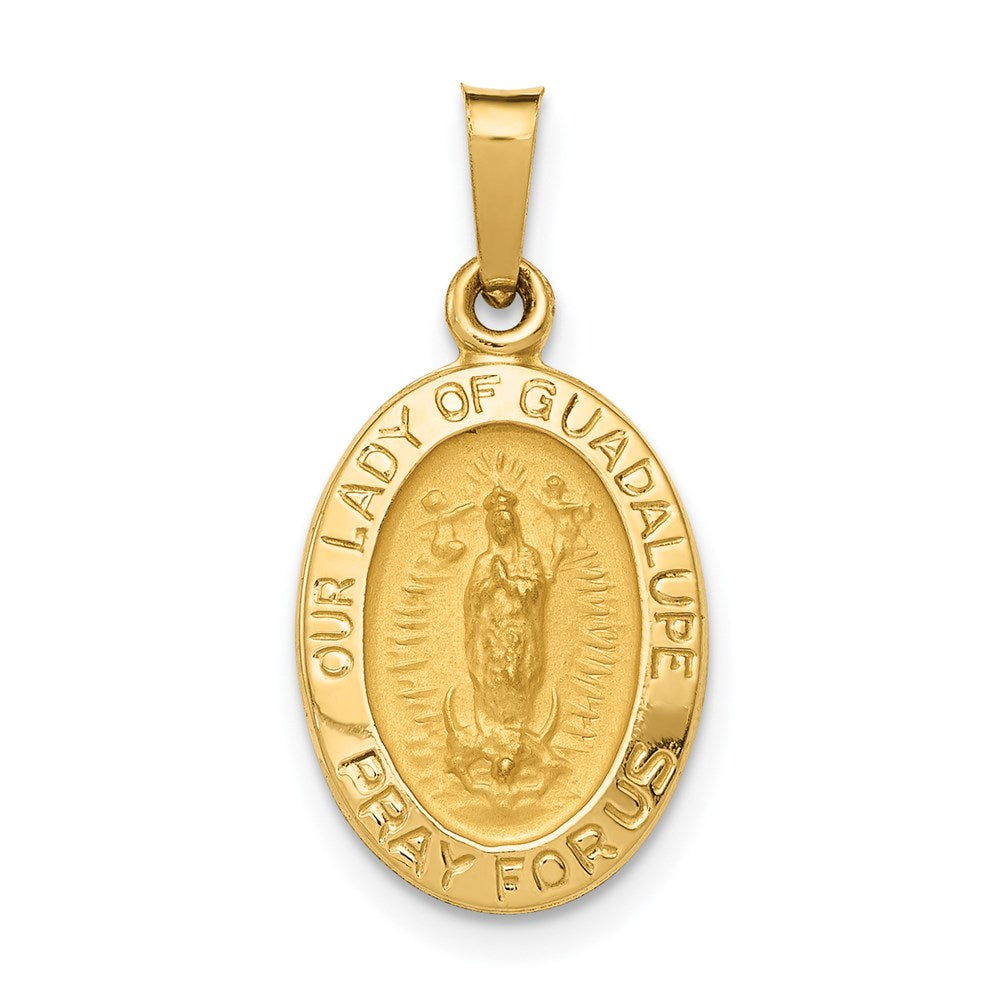 Million Charms 14K Yellow Gold Themed Hollow Relgious Our Lady Of Guadalupe Medal Charm