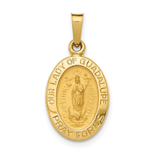 Million Charms 14K Yellow Gold Themed Hollow Relgious Our Lady Of Guadalupe Medal Charm