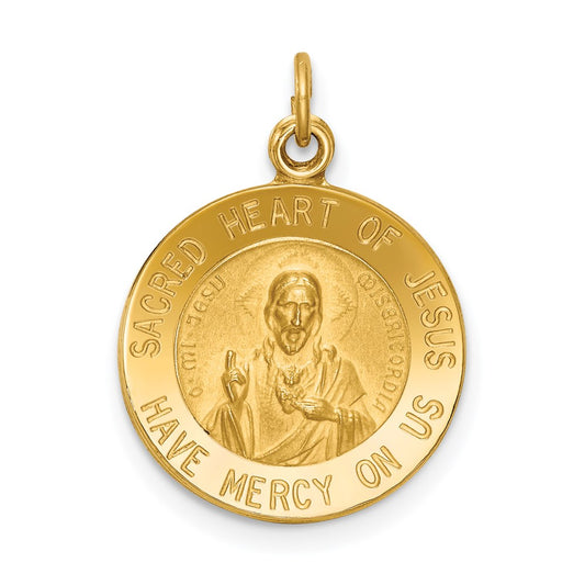 Million Charms 14K Yellow Gold Themed Sacred Heart Of Jesus Medal Charm