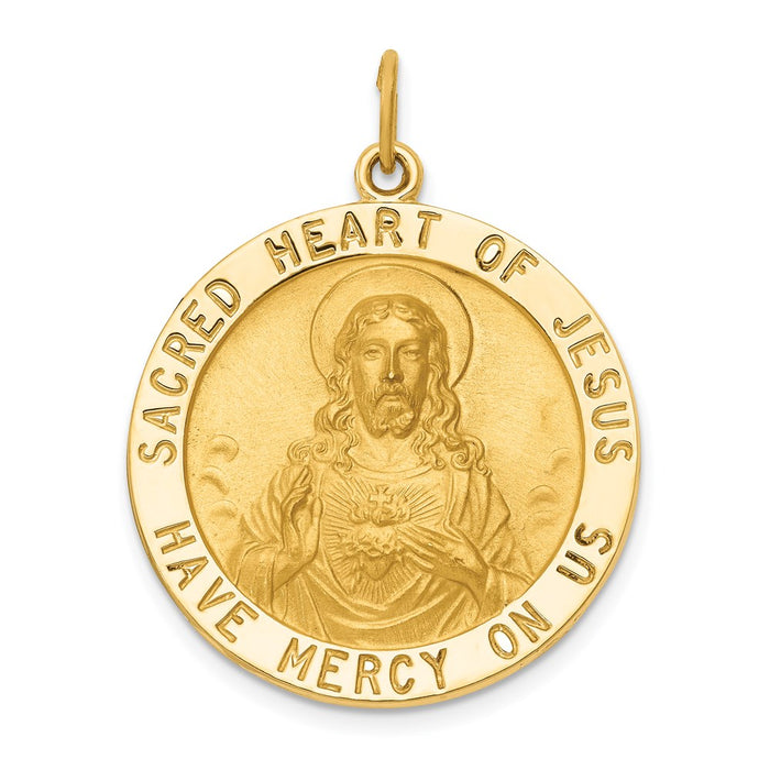 Million Charms 14K Yellow Gold Themed Sacred Heart Of Jesus Medal Pendant