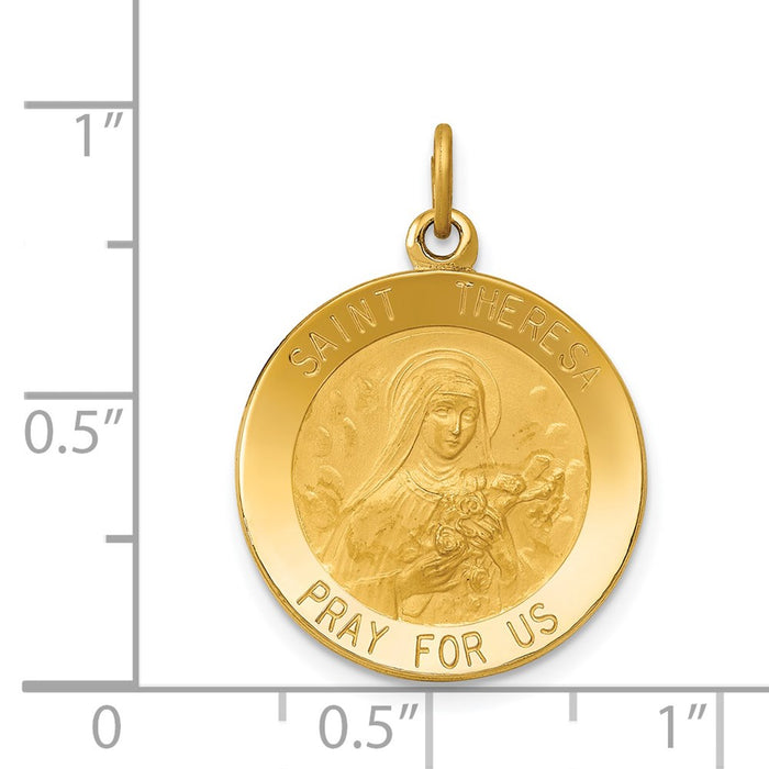 Million Charms 14K Yellow Gold Themed Religious Saint Theresa Medal Charm