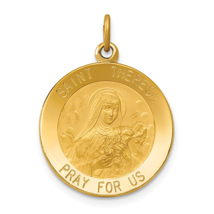 Million Charms 14K Yellow Gold Themed Religious Saint Theresa Medal Charm