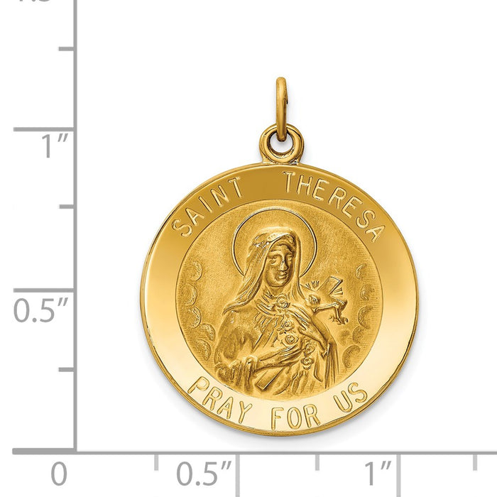 Million Charms 14K Yellow Gold Themed Religious Saint Theresa Medal Pendant