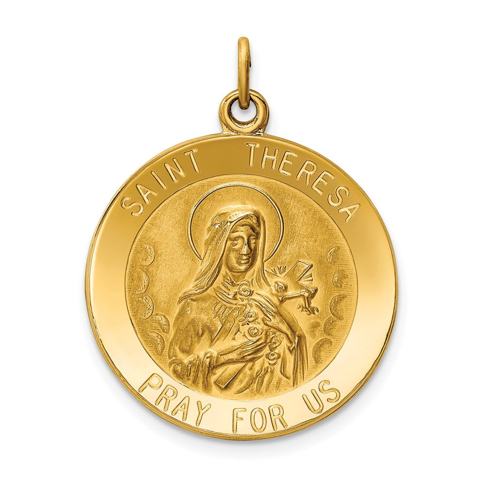 Million Charms 14K Yellow Gold Themed Religious Saint Theresa Medal Pendant
