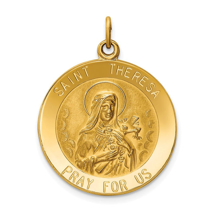 Million Charms 14K Yellow Gold Themed Religious Saint Theresa Medal Pendant