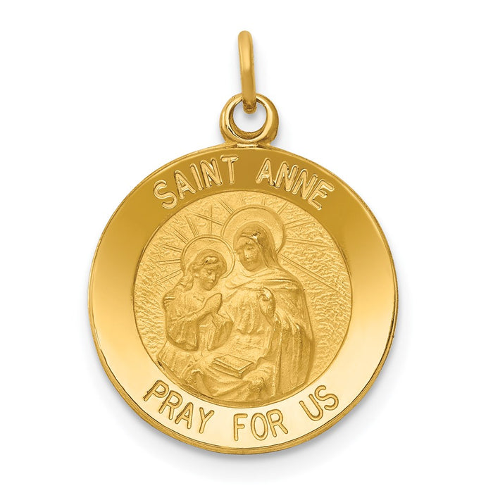 Million Charms 14K Yellow Gold Themed Religious Saint Anne Medal Charm