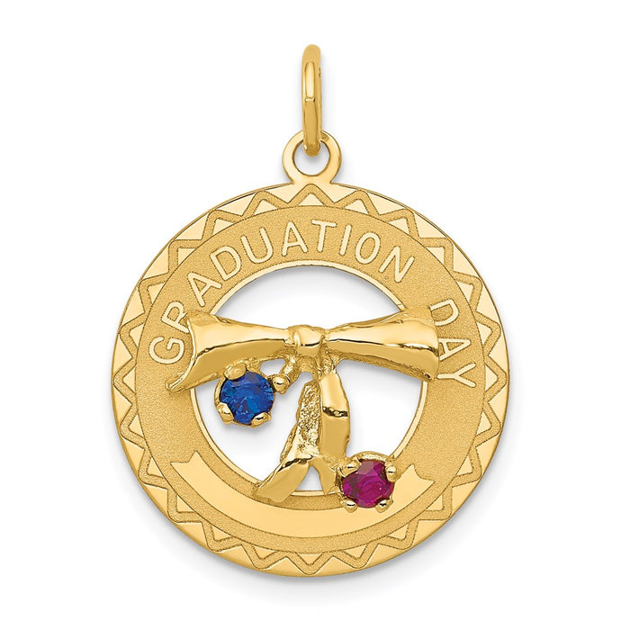 Million Charms 14K Yellow Gold Themed Graduation Day Charm With Synthetic Stones Charm