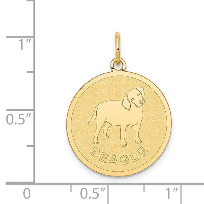 Million Charms 14K Yellow Gold Themed Beagle Disc Charm