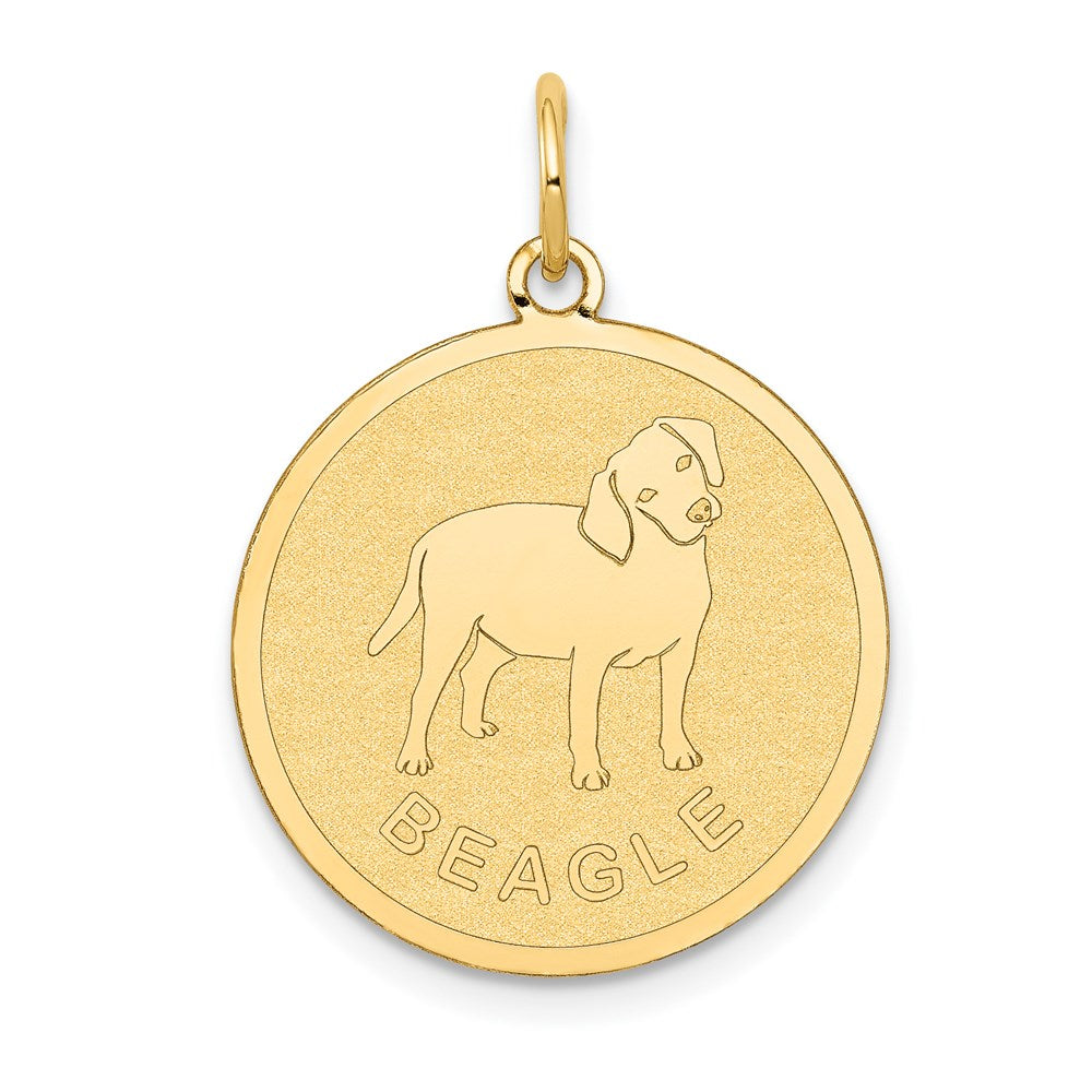 Million Charms 14K Yellow Gold Themed Beagle Disc Charm