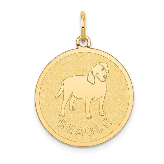 Million Charms 14K Yellow Gold Themed Beagle Disc Charm