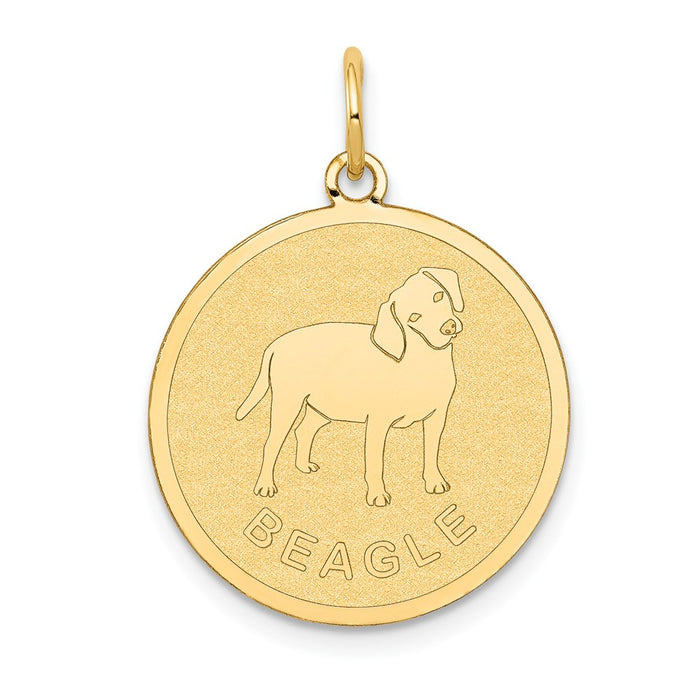 Million Charms 14K Yellow Gold Themed Beagle Disc Charm
