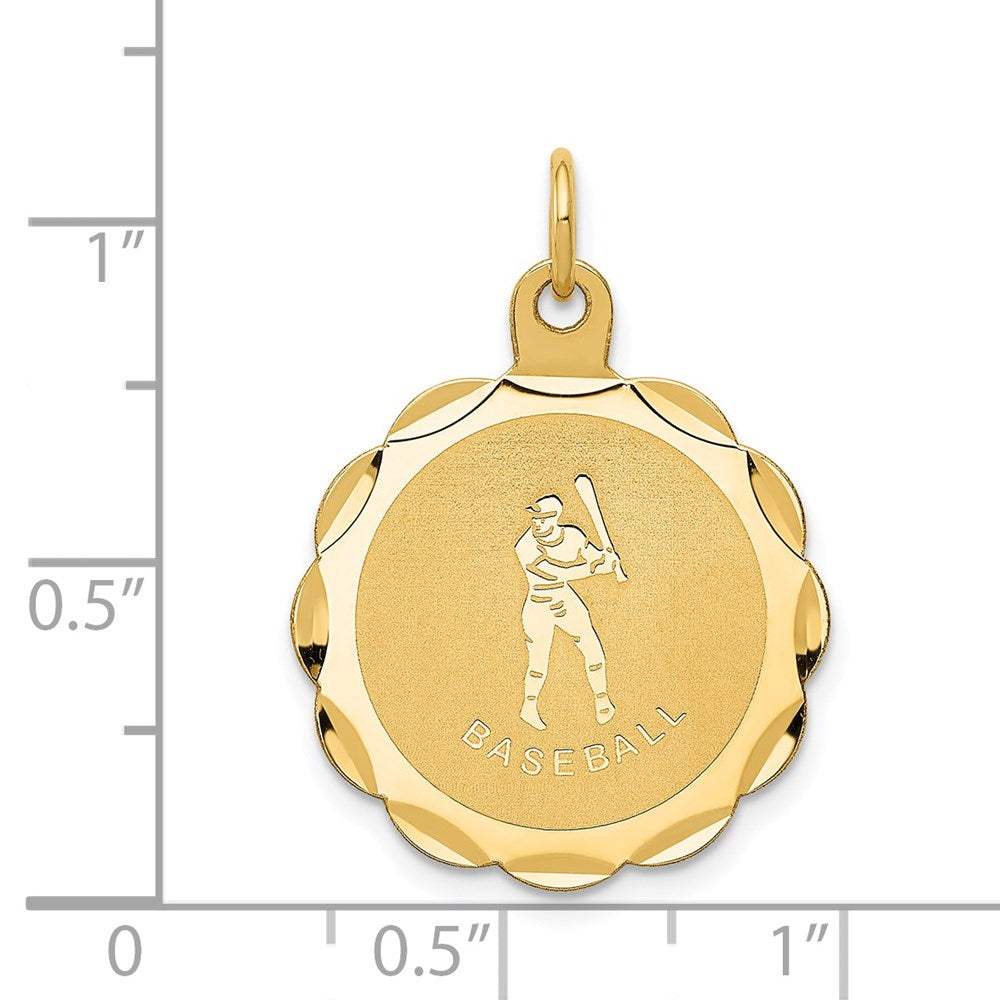 Million Charms 14K Yellow Gold Themed Sports Baseball Disc Charm