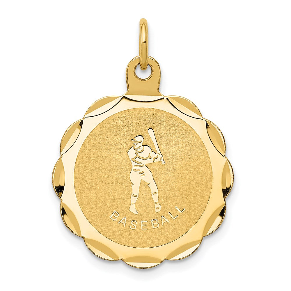 Million Charms 14K Yellow Gold Themed Sports Baseball Disc Charm