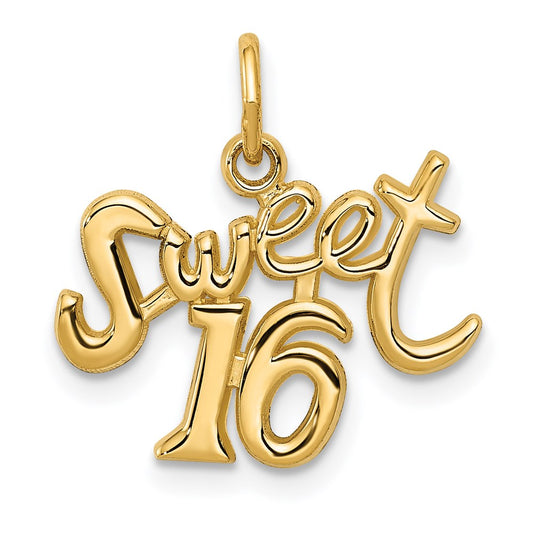 Million Charms 14K Yellow Gold Themed Sweet 16 Birthday Charm