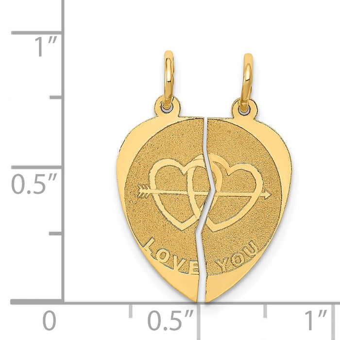 Million Charms 14K Yellow Gold Themed 2-Piece I Love You Charm