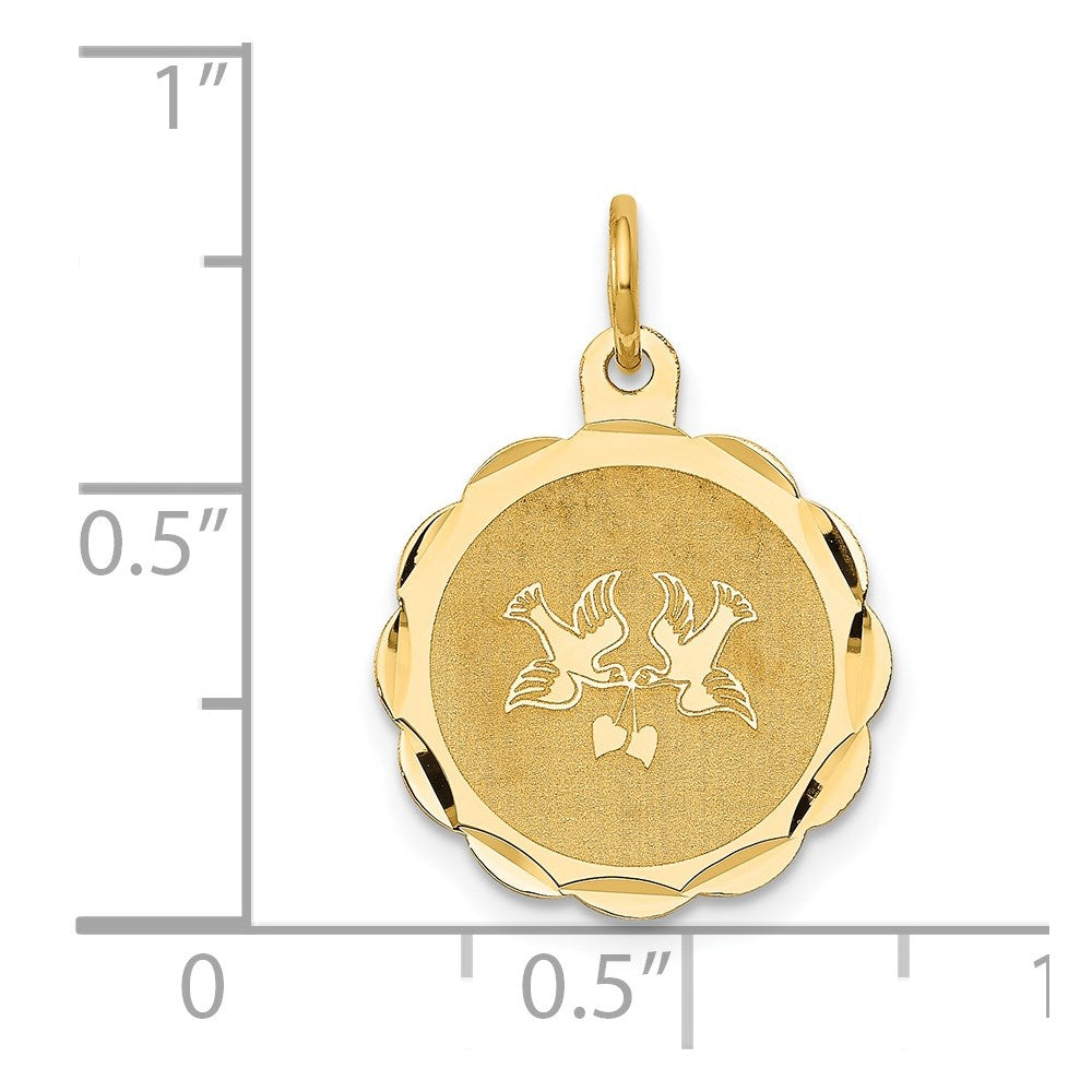 Million Charms 14K Yellow Gold Themed Love Birds Disc Charm
