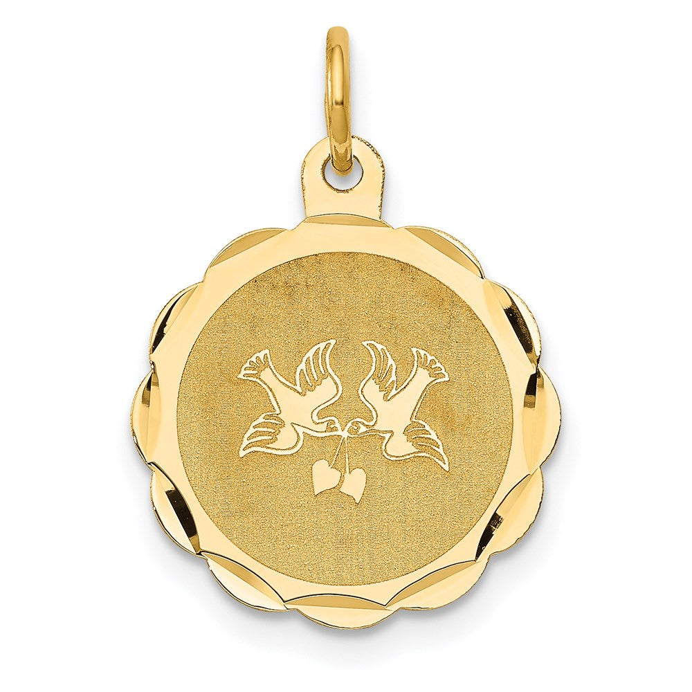 Million Charms 14K Yellow Gold Themed Love Birds Disc Charm