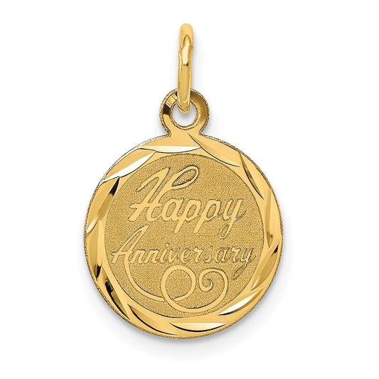 Million Charms 14K Yellow Gold Themed Happy Anniversary Milestone Charm