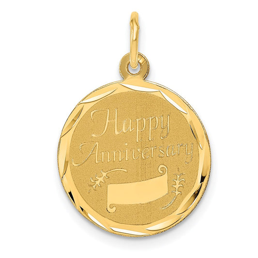 Million Charms 14K Yellow Gold Themed Happy Anniversary Milestone Charm