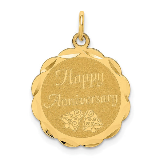 Million Charms 14K Yellow Gold Themed Happy Anniversary Milestone Charm