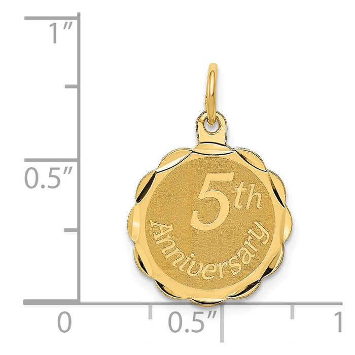 Million Charms 14K Yellow Gold Themed Happy 5Th Anniversary Milestone Charm