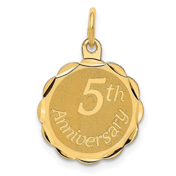 Million Charms 14K Yellow Gold Themed Happy 5Th Anniversary Milestone Charm