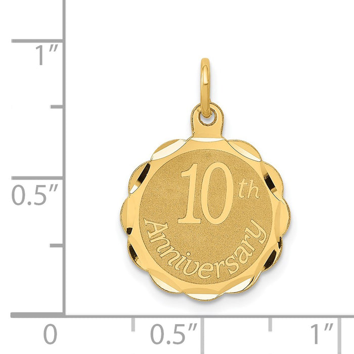 Million Charms 14K Yellow Gold Themed Happy 10Th Anniversary Milestone Charm