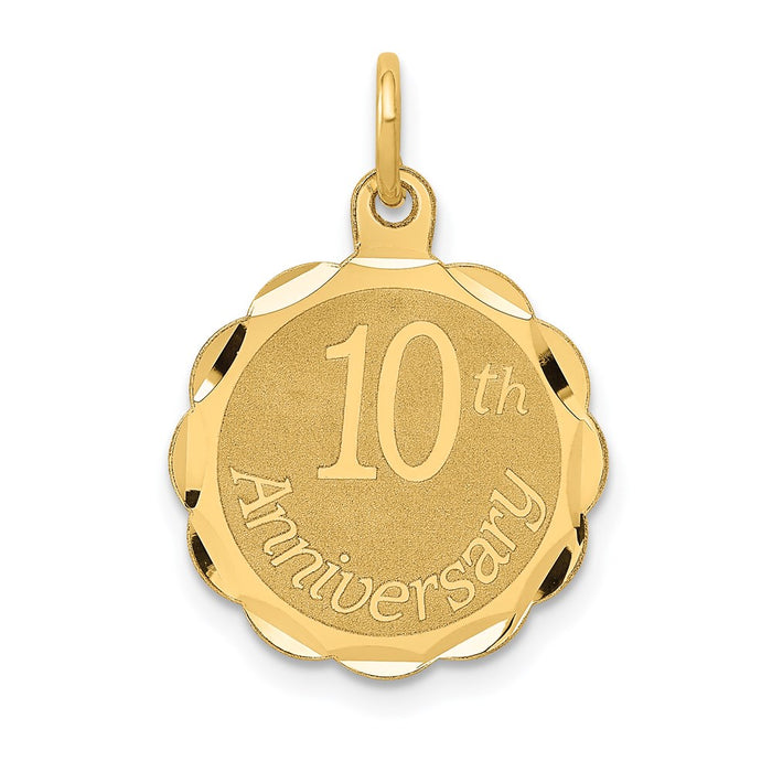 Million Charms 14K Yellow Gold Themed Happy 10Th Anniversary Milestone Charm