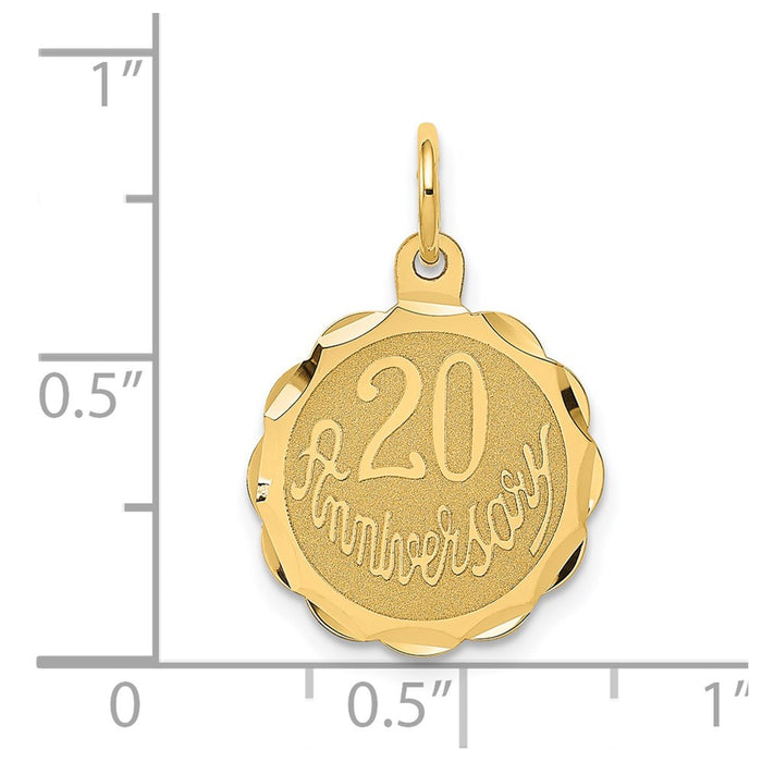 Million Charms 14K Yellow Gold Themed Happy 20Th Anniversary Milestone Charm