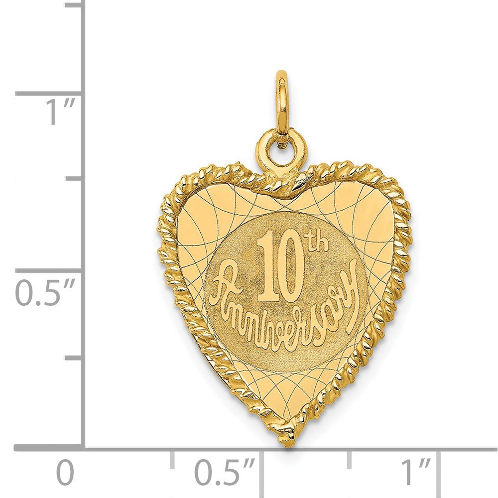 Million Charms 14K Yellow Gold Themed Happy 10Th Anniversary Milestone Charm