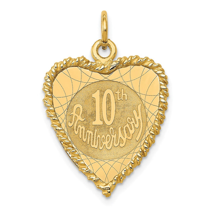 Million Charms 14K Yellow Gold Themed Happy 10Th Anniversary Milestone Charm